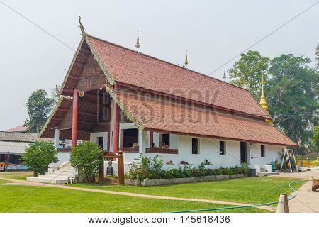 Hallof temple at Nam Hoo Temple in Pai, Thailand