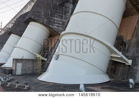 View Of The Itaipu Dam Giant Penstocks