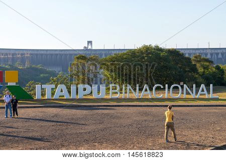 Itaipu Dam Sign In Foz Do Iguazu