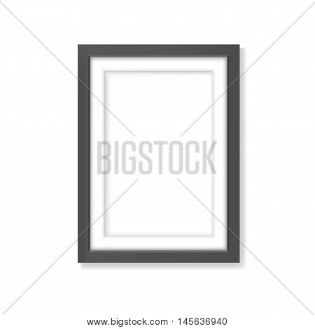 Rectangle realistic black frame with passe-partout mockup