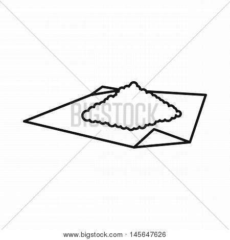Marijuana on rolling paper icon in outline style isolated on white background. Vector illustration