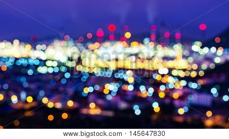 City Light blur bokeh, defocused background color of light.