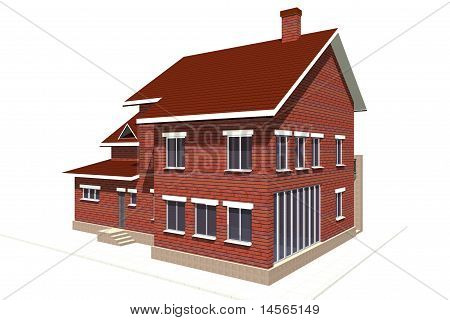 drei dimensionalen Haus auf weißem Hintergrund