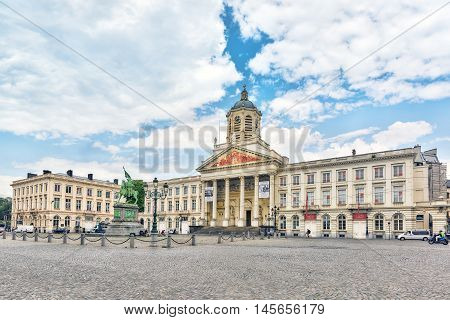 Brussels, Belgium - July 07, 2016 : St Jacques Church At The Coudenberg And Godefroid Van Bouillon K