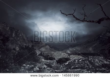 Cloudy Sky On The Rock Mountain Background