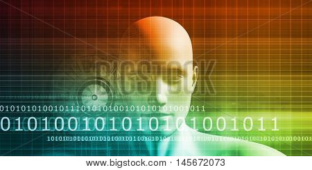 Digital Identity with an Android Faceless Head Art 3D Illustration Render