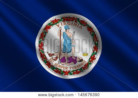 Flag of Virginia state in the South Atlantic region of United States. 3D illustration