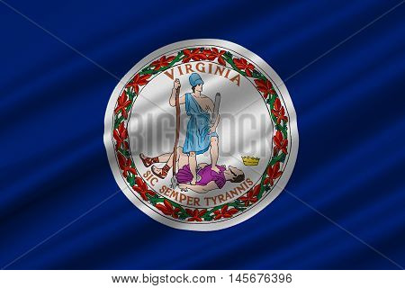 Flag of Virginia state in the South Atlantic region of United States. 3D illustration
