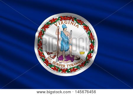 Flag of Virginia state in the South Atlantic region of United States. 3D illustration