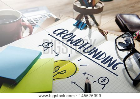 Crowdfunding Money Business Bulb Graphic Concept