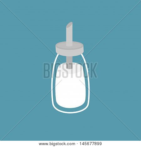 Sugar bowl basin shaker bottle. Glass container. Line icon. Flat design. Isolated Blue background. Vector illustration.