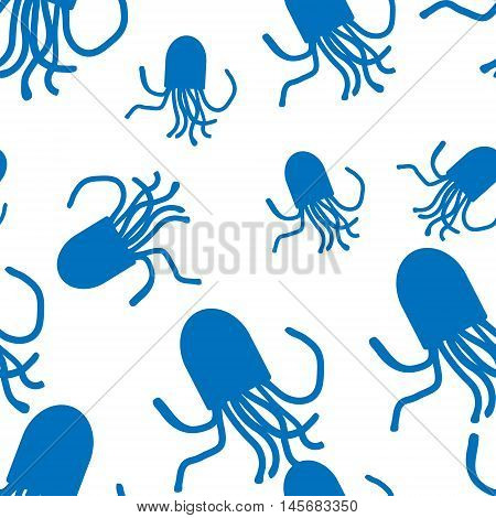 Vector Octopus seamless pattern. For fabric or cosmetic, background or packaging design. White and blue.