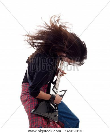 Headbanging Rocker gra na gitarze
