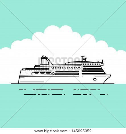 Vector flat ferry icon, ferry boat vector illustration in linear stile. Transportation Concept