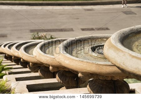 Barcelona (Catalunya Spain): the hill of Montjuich and a dry fountain