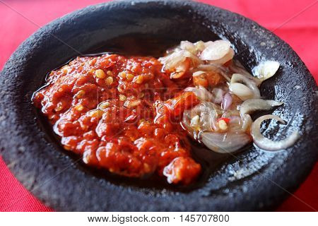 Famous condiment in Malaysia and Indonesia - Sambal Belacan