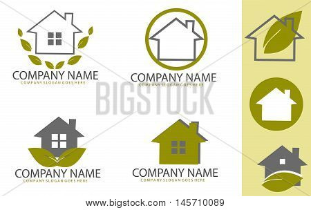 Green real estate logo set isolated on background
