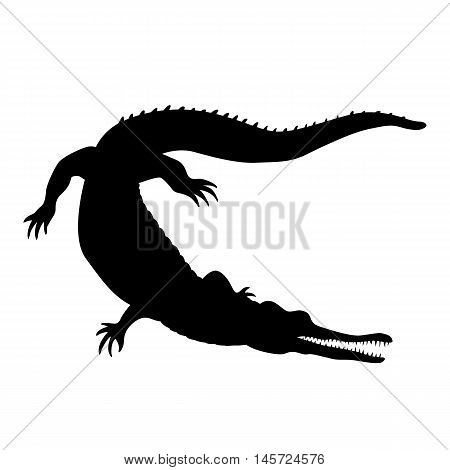 Crocodile isolated realistic vector illustration black silhouette
