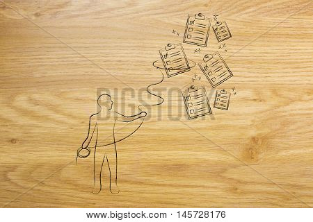 Person With Lasso Catching To Do Lists, Task Management