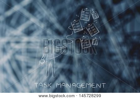 Person With Lasso Catching To Do Lists, Task Management