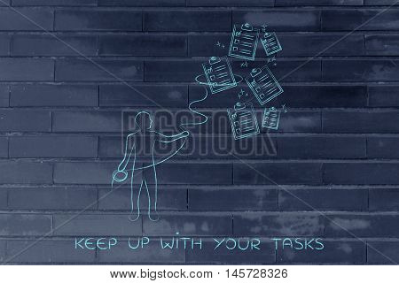 Person With Lasso Catching To Do Lists, Task Management