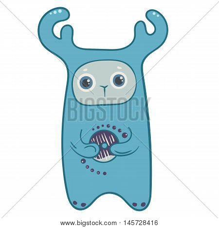 funny cartoon character monsters fantastic animal creature Hand drawn doodle vector illustration