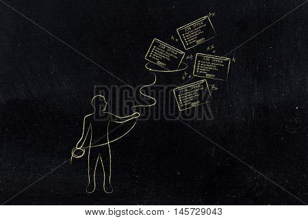 Man With Lasso Catching A Group Of Falling Job Offers, Filter Applications