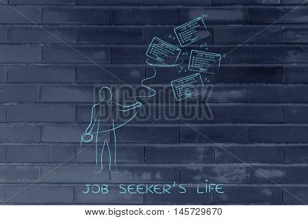 Man With Lasso Catching A Group Of Falling Job Offers, Filter Applications