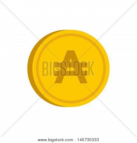Gold coin with austral sign icon in flat style on a white background vector illustration