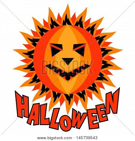 Halloween pumpkin sun inscription isolated vector illustration