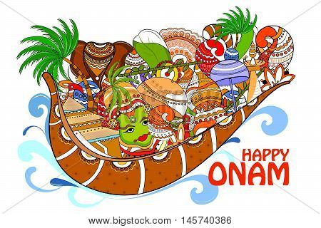easy to edit vector illustration of Happy Onam  holiday for South India festival background