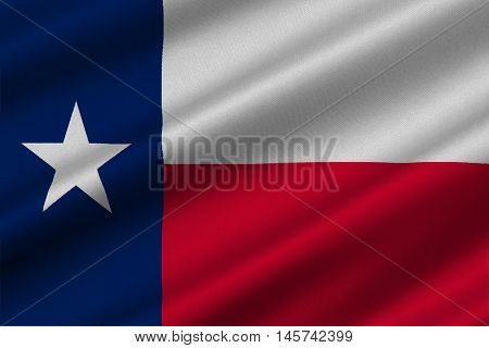 Flag of Texas is the second largest state of United States. 3D illustration