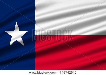 Flag of Texas is the second largest state of United States. 3D illustration