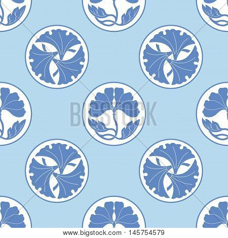 Flowers Lotus Polka Dot Flat Simlpe Seamless Pattern Vector Illustraton