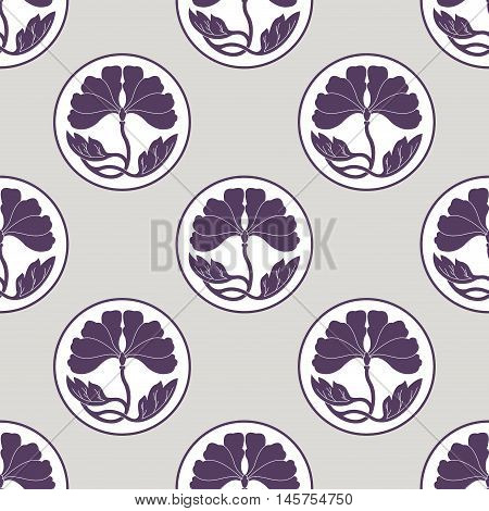 Flowers Lotus Polka Dot Flat Seamless Pattern Simlpe Vector Illustraton
