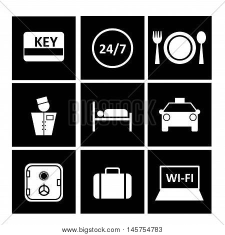 Black icons for site of hotel or motel