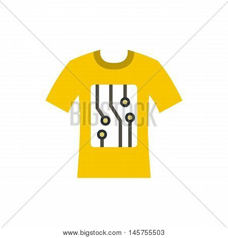 Electronic t-shirt icon in flat style isolated on white background. Technology and test symbol vector illustration