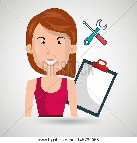 woman clipboard tool app vector illustration eps 10