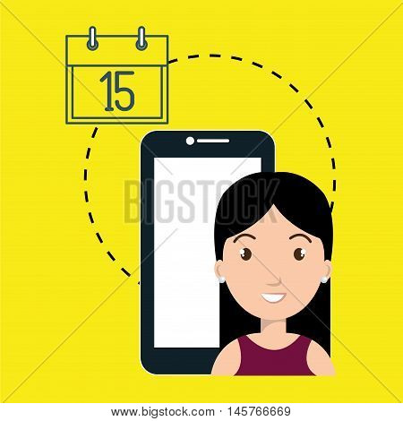 cellphone woman tools apps vector illustration eps 10