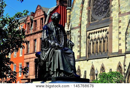 Baltimmore Maryland - July 24 2013: Statue of United States Supreme Court Justice Roger Taney in Mount Vernon Place *