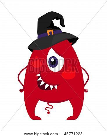 Halloween monster in witch hat vector isolated on white background