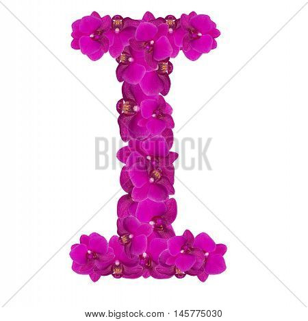 Letters made of pink flowers. I letter - flower alphabet
