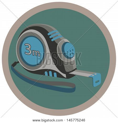 The measuring tool icon. Construction measuring tape. Stock vector illustration.