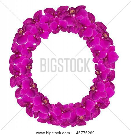 Letters made of pink flowers. O letter - flower alphabet