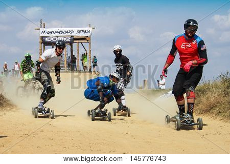 BUKOVAC Serbia - SEPTEMBER 4th 2016: World Championship Mountainboard Serbia 2016 was held on mountainboard park near Bukovac Vojvodina Serbia on September 4th 2016.