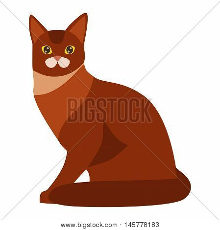 Cat cartoon style vector silhouette. Cute domestic cat animal sitting. Cartoon cat young adorable tail symbol playful. Cartoon funny domestic pussy kitty cat sit character