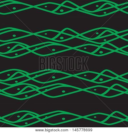 Seamless horizontal lines pattern in black and green colors. Good for textile, package or other decoration.