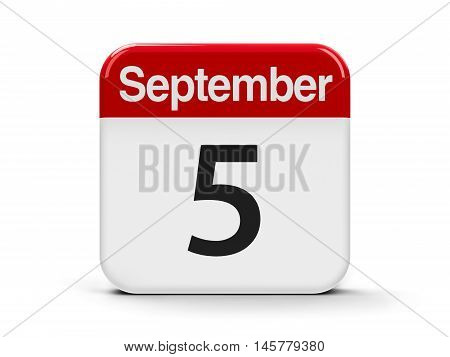 Calendar web button - The Fifth of September three-dimensional rendering 3D illustration