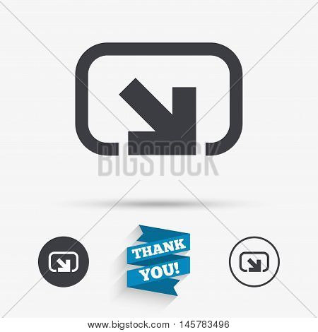 Action sign icon. Share symbol. Flat icons. Buttons with icons. Thank you ribbon. Vector