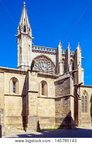 Medieval Gothic small Cathedral in Carcassonne fortress